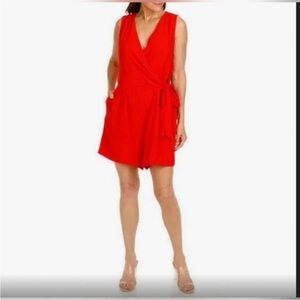 Emma & Michele Vibrant Red Sleeveless Romper